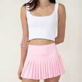 Gold Hinge Pleated Mini Tennis Skirt for Women in Pink