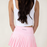 Gold Hinge Pleated Mini Tennis Skirt for Women in Pink