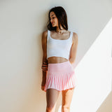 Gold Hinge Pleated Mini Tennis Skirt for Women in Pink