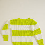 Youth Rugby Striped Sweater for Girls in Lime Green