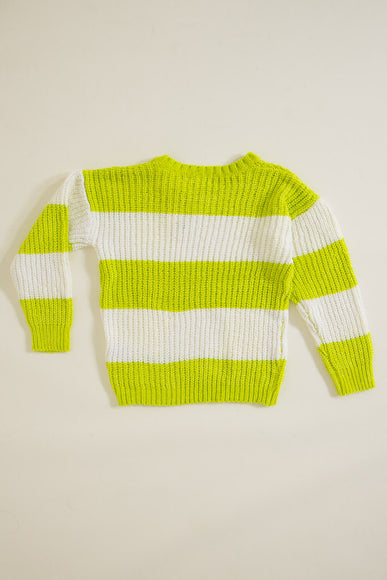 Youth Rugby Striped Sweater for Girls in Lime Green