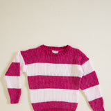 Youth Rugby Striped Sweater for Girls in Magenta