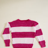 Youth Rugby Striped Sweater for Girls in Magenta
