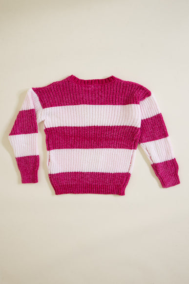 Youth Rugby Striped Sweater for Girls in Magenta