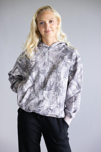 Pretty Garbage Camo Fleece Hoodie for Women in Dark Grey