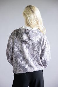 Pretty Garbage Camo Fleece Hoodie for Women in Dark Grey