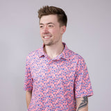 Printed Golf Cocktail Polo Shirt for Men in Pink