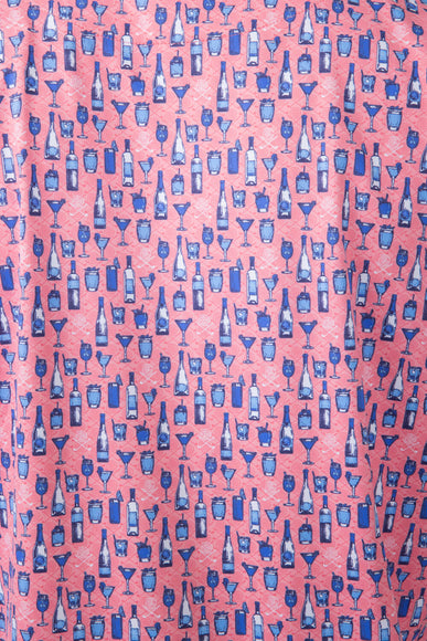 Printed Golf Cocktail Polo Shirt for Men in Pink
