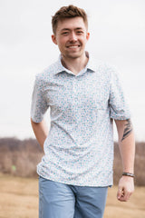 Printed Golf Party Polo Shirt for Men in White | FGM114