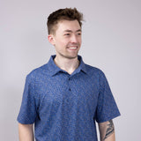 Printed Golf Tee Polo Shirt for Men in Navy