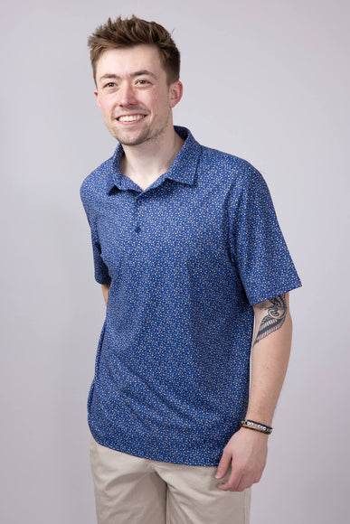 Printed Golf Tee Polo Shirt for Men in Navy