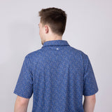 Printed Golf Tee Polo Shirt for Men in Navy