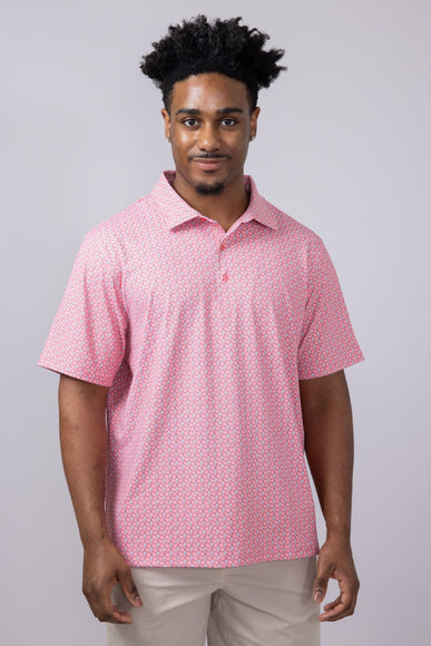 Printed Golf Skull Polo Shirt for Men in Pink