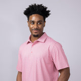 Printed Golf Skull Polo Shirt for Men in Pink