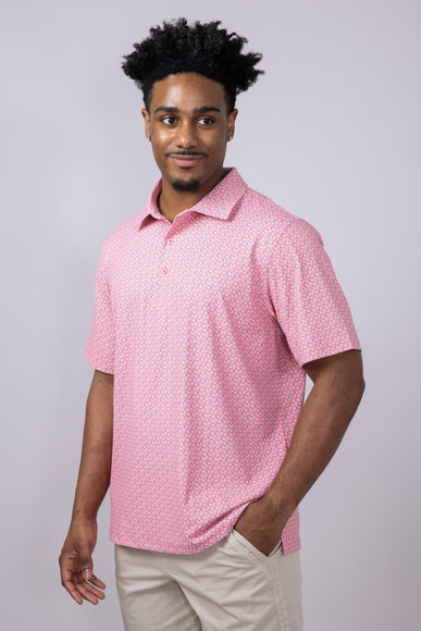 Printed Golf Skull Polo Shirt for Men in Pink