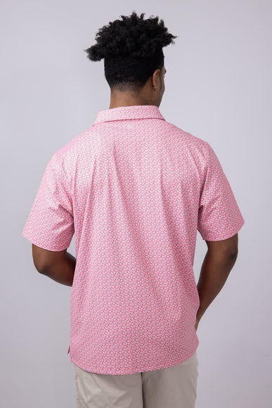 Printed Golf Skull Polo Shirt for Men in Pink
