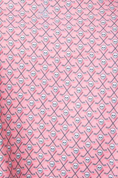 Printed Golf Skull Polo Shirt for Men in Pink