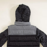 Youth Puffer Vest Knit Hood Jacket for Boys in Black