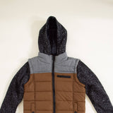 Puffer Vest Knit Hood Jacket for Boys in Brown