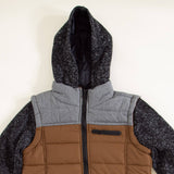 Puffer Vest Knit Hood Jacket for Boys in Brown