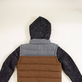 Puffer Vest Knit Hood Jacket for Boys in Brown