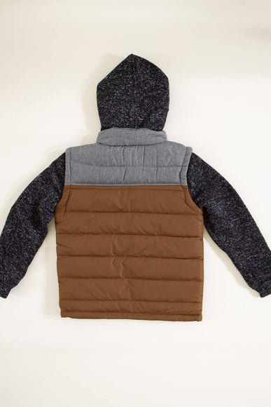 Puffer Vest Knit Hood Jacket for Boys in Brown