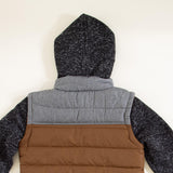 Puffer Vest Knit Hood Jacket for Boys in Brown