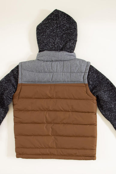 Puffer Vest Knit Hood Jacket for Boys in Brown