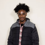 Puffer Vest Knit Hood Jacket for Men in Black