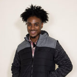 Puffer Vest Knit Hood Jacket for Men in Black