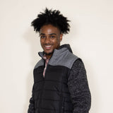 Puffer Vest Knit Hood Jacket for Men in Black