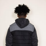 Puffer Vest Knit Hood Jacket for Men in Black