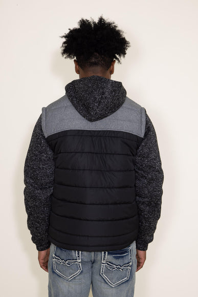 Puffer Vest Knit Hood Jacket for Men in Black