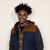 Puffer Vest Knit Hood Jacket for Men in Navy