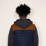 Puffer Vest Knit Hood Jacket for Men in Navy
