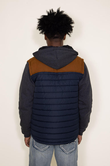Puffer Vest Knit Hood Jacket for Men in Navy