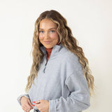 Quarter Zip Fleece Pullover for Women in Heather Grey