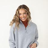 Quarter Zip Fleece Pullover for Women in Heather Grey