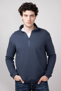 Hallstatt Quarter Zip Fleece Pullover for Men in Denim