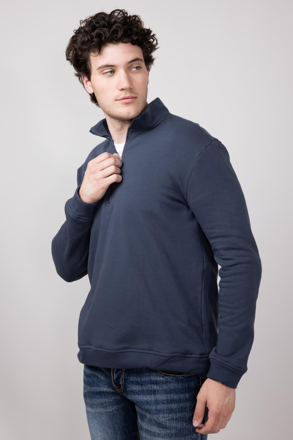 Hallstatt Quarter Zip Fleece Pullover for Men in Denim