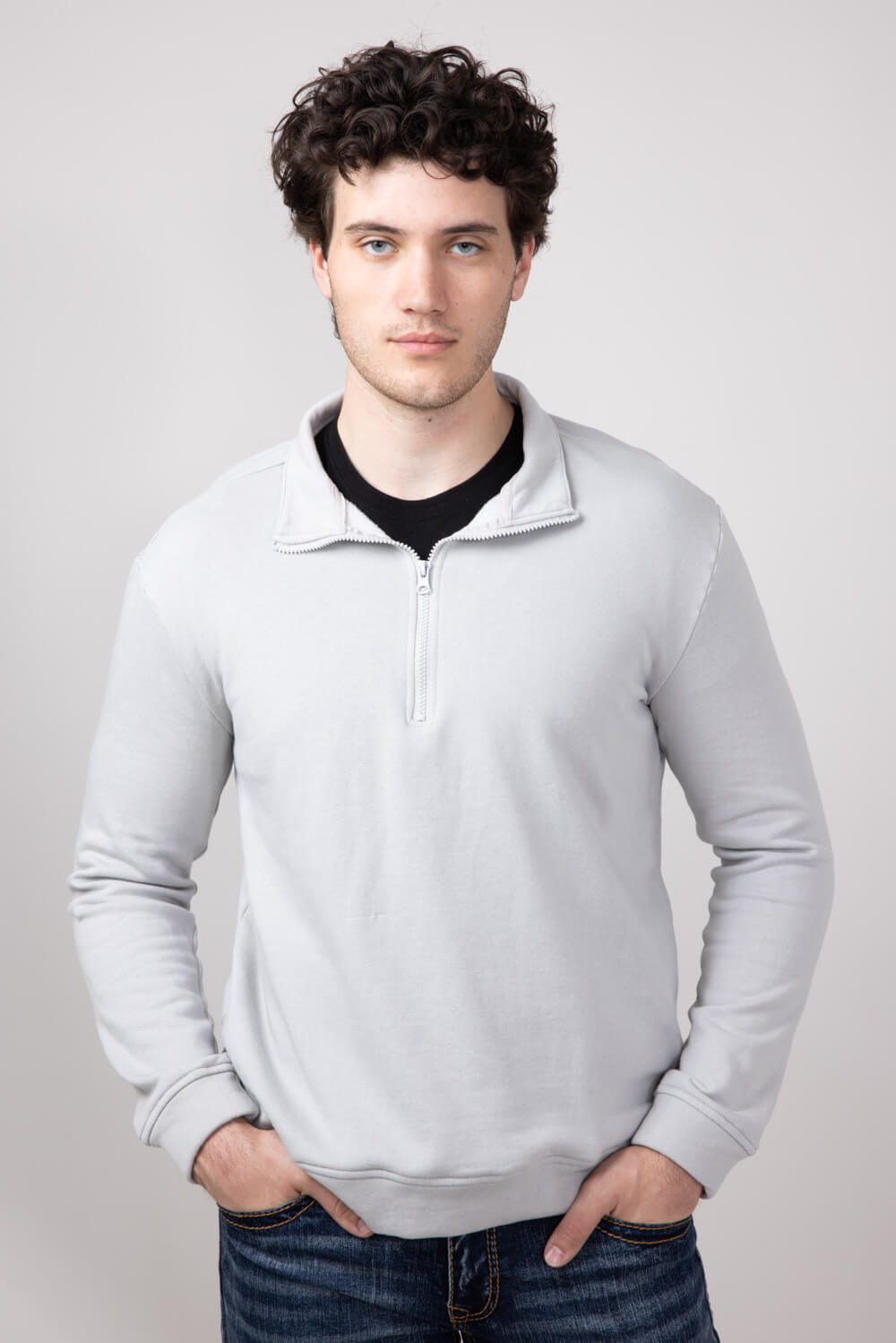 Hallstatt Quarter Zip Fleece Pullover for Men in Gray Cloud