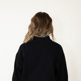 Quarter Zip Fleece Pullover for Women in Black