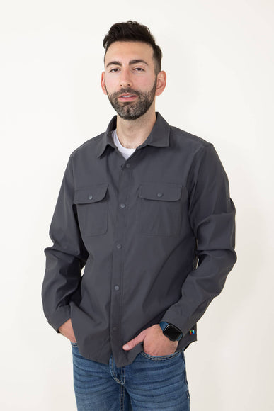 Quick Dry Snap Front Shirt for Men in Grey