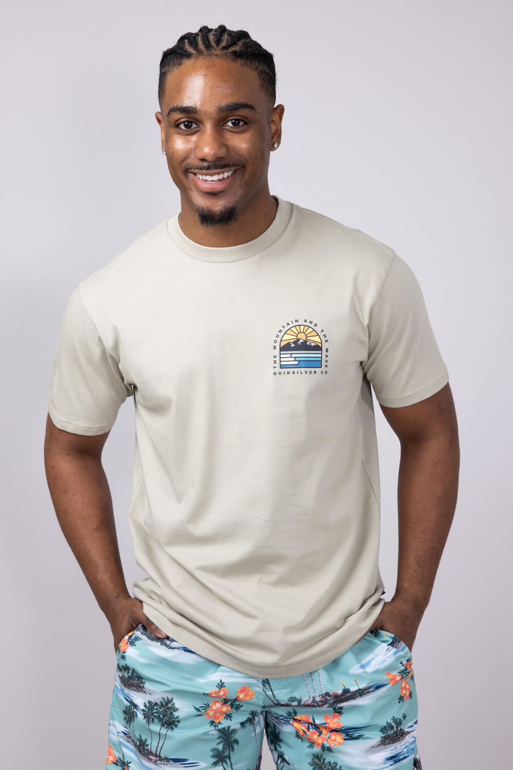 Quiksilver Multi Terrain T-Shirt for Men in Pale Aloe Beige