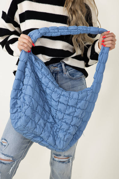 Quilted Puffer Bag for Women in Blue