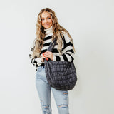 Quilted Puffer Bag for Women in Grey
