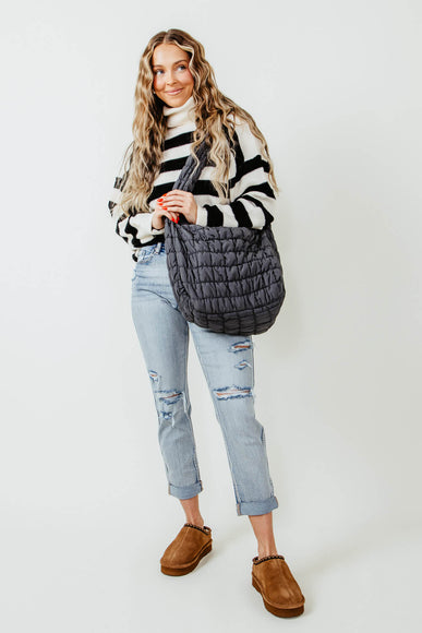 Quilted Puffer Bag for Women in Grey