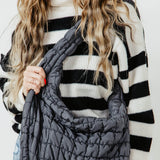 Quilted Puffer Bag for Women in Grey