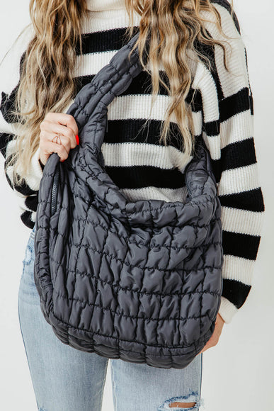Quilted Puffer Bag for Women in Grey