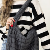 Quilted Puffer Bag for Women in Grey